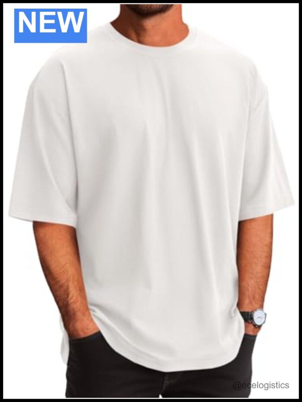 Oversized Drop Shoulder Crew Neck Short Sleeve Cotton Tee
